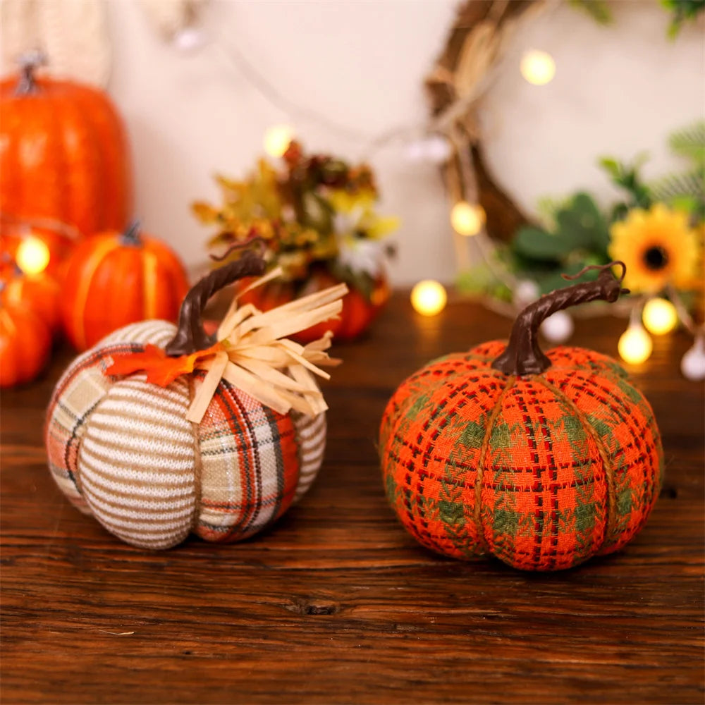 1 Pcs Handmade Fabric Pumpkin Decor Thanksgiving Artificial Pumpkins Autumn Ornament Hallowee Fall Home Table Decoration