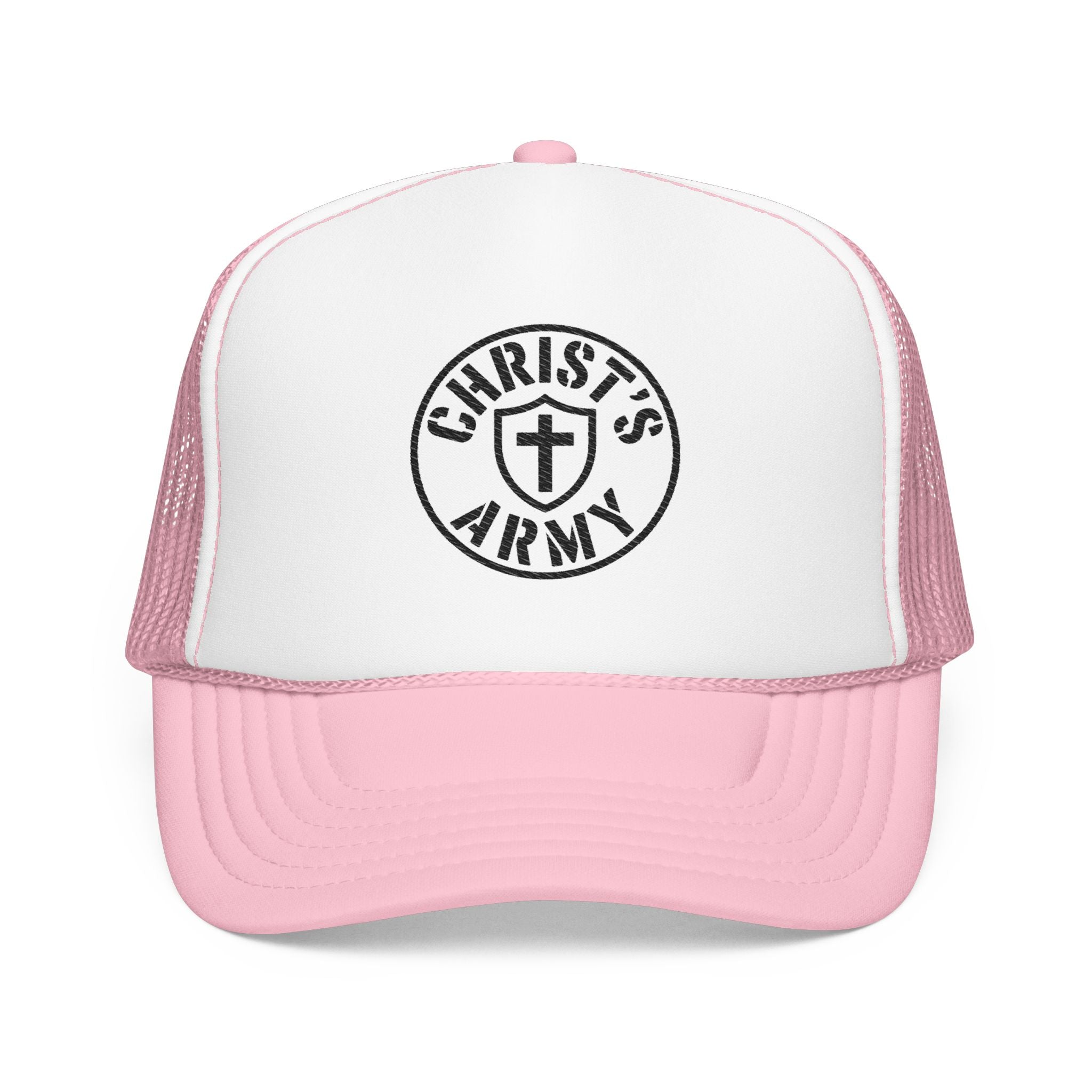 Christ’s Army Embroidered Baseball Cap | Christian Faith Shield Hat | Military Style Christian Trucker Cap