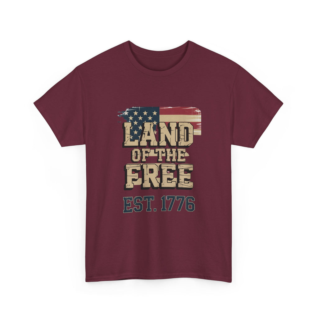 Land of the Free T-Shirt - American Flag EST. 1776 Patriotic Tee