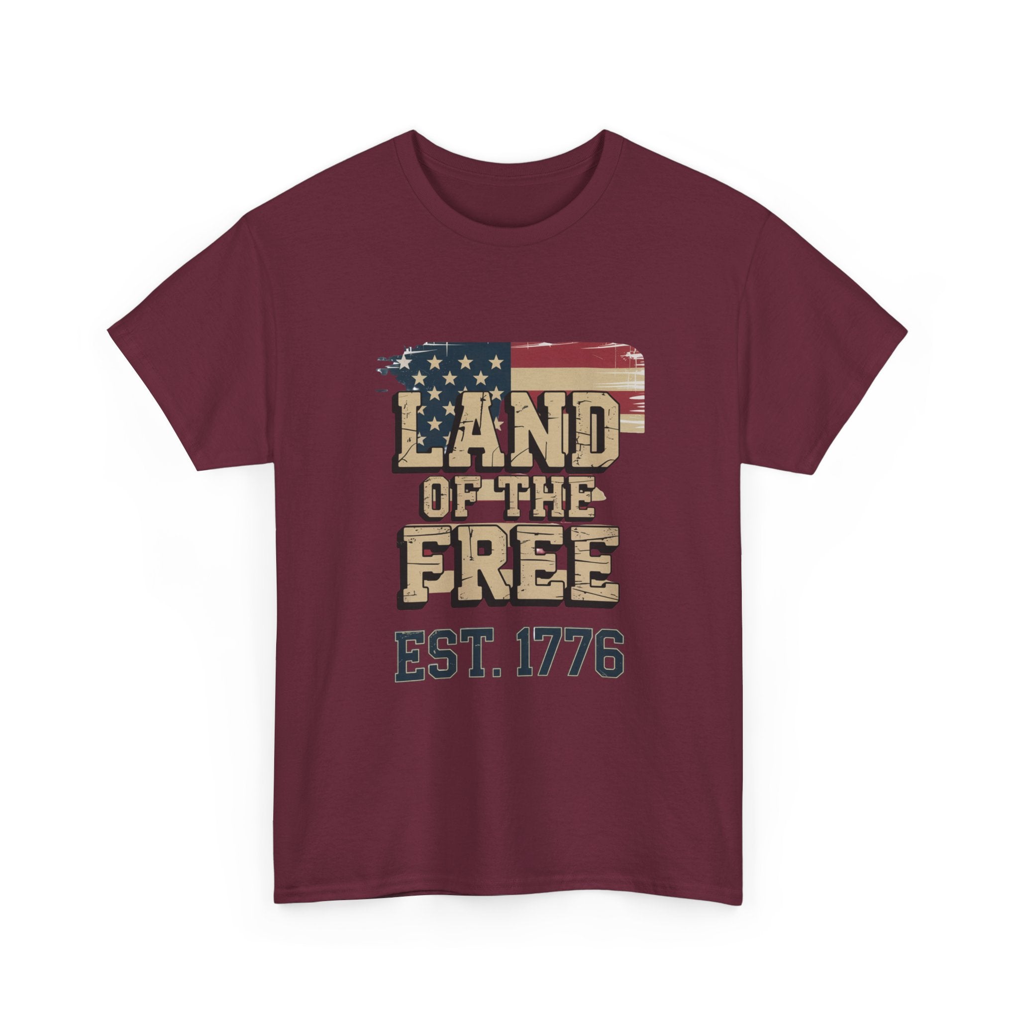 Land of the Free T-Shirt - American Flag EST. 1776 Patriotic Tee