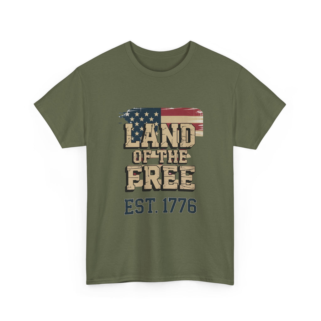Land of the Free T-Shirt - American Flag EST. 1776 Patriotic Tee