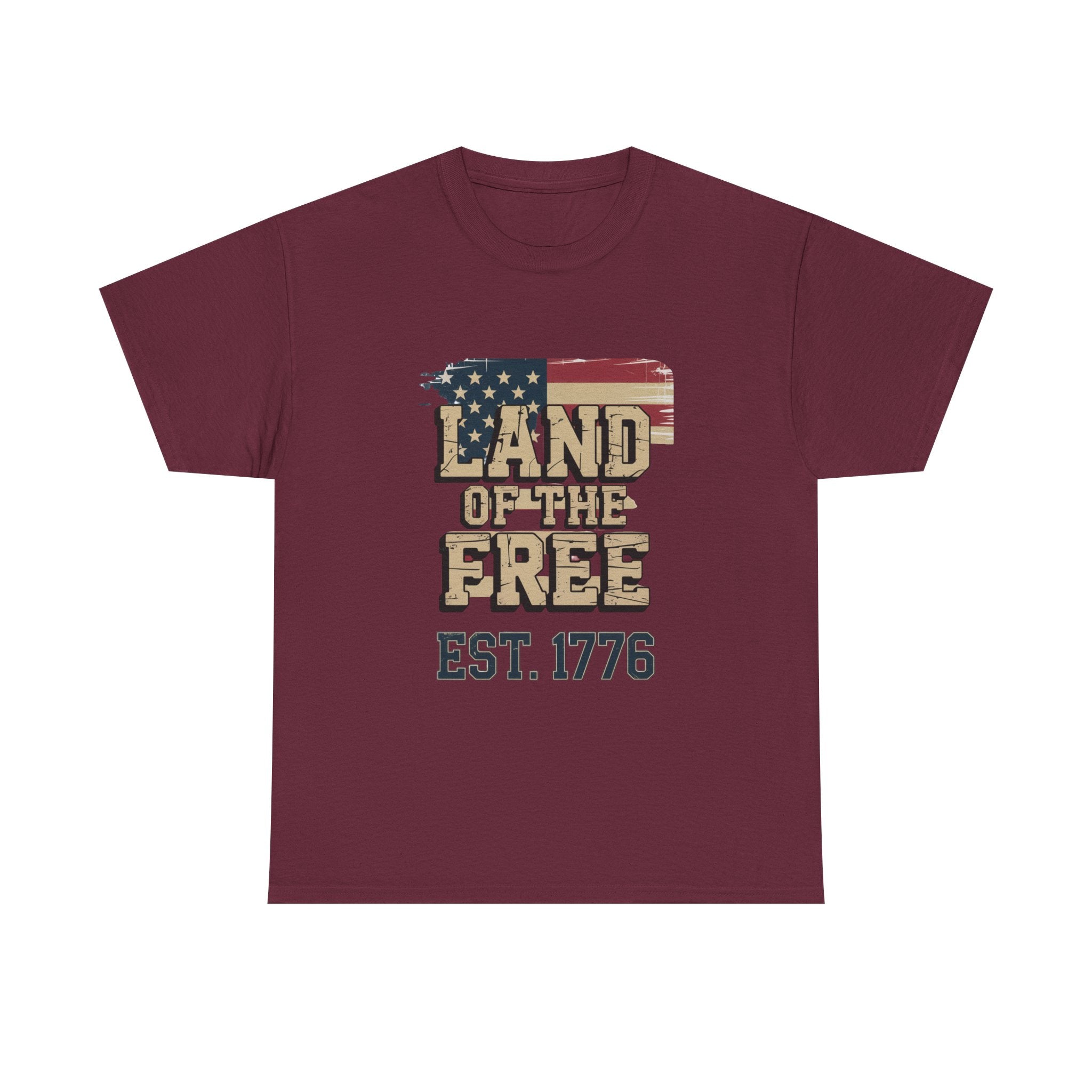 Land of the Free T-Shirt - American Flag EST. 1776 Patriotic Tee