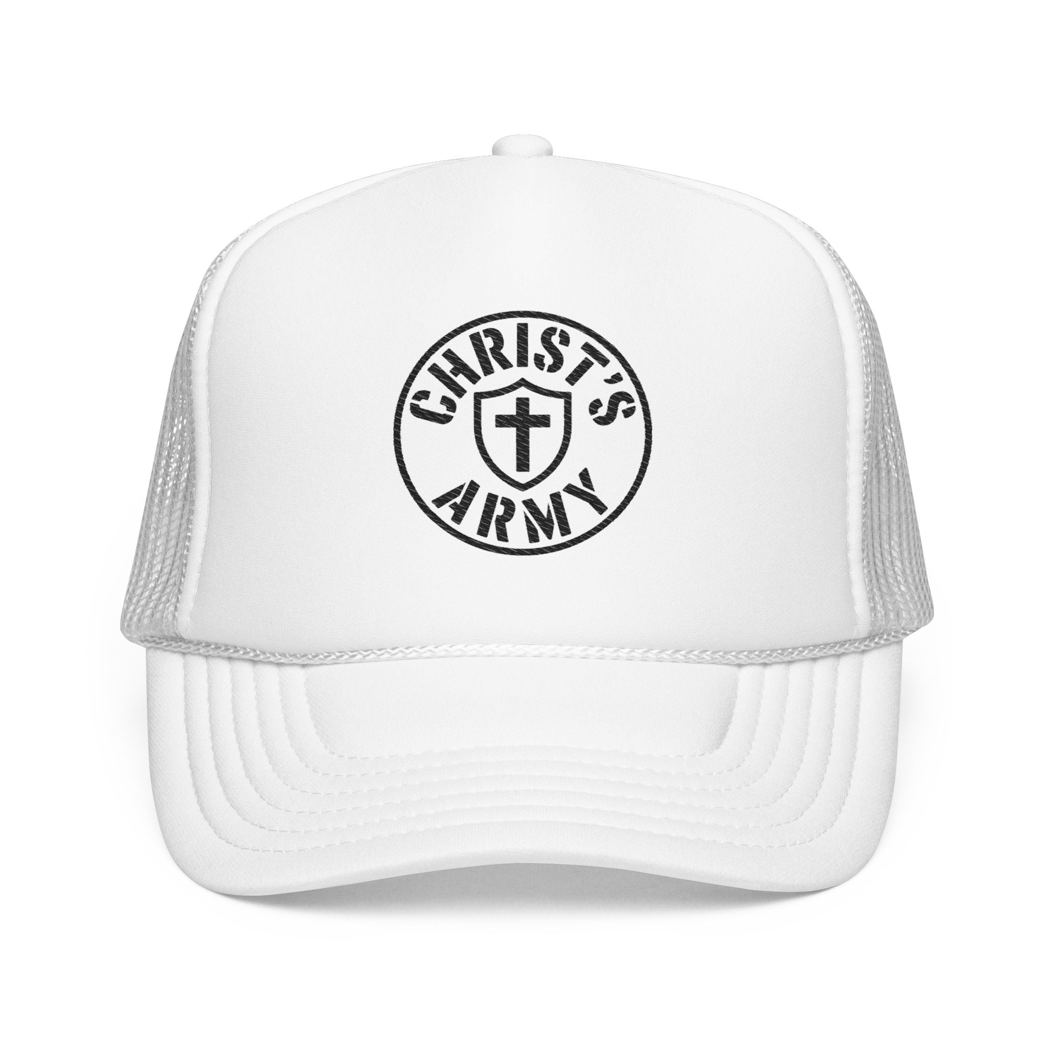 Christ’s Army Embroidered Baseball Cap | Christian Faith Shield Hat | Military Style Christian Trucker Cap