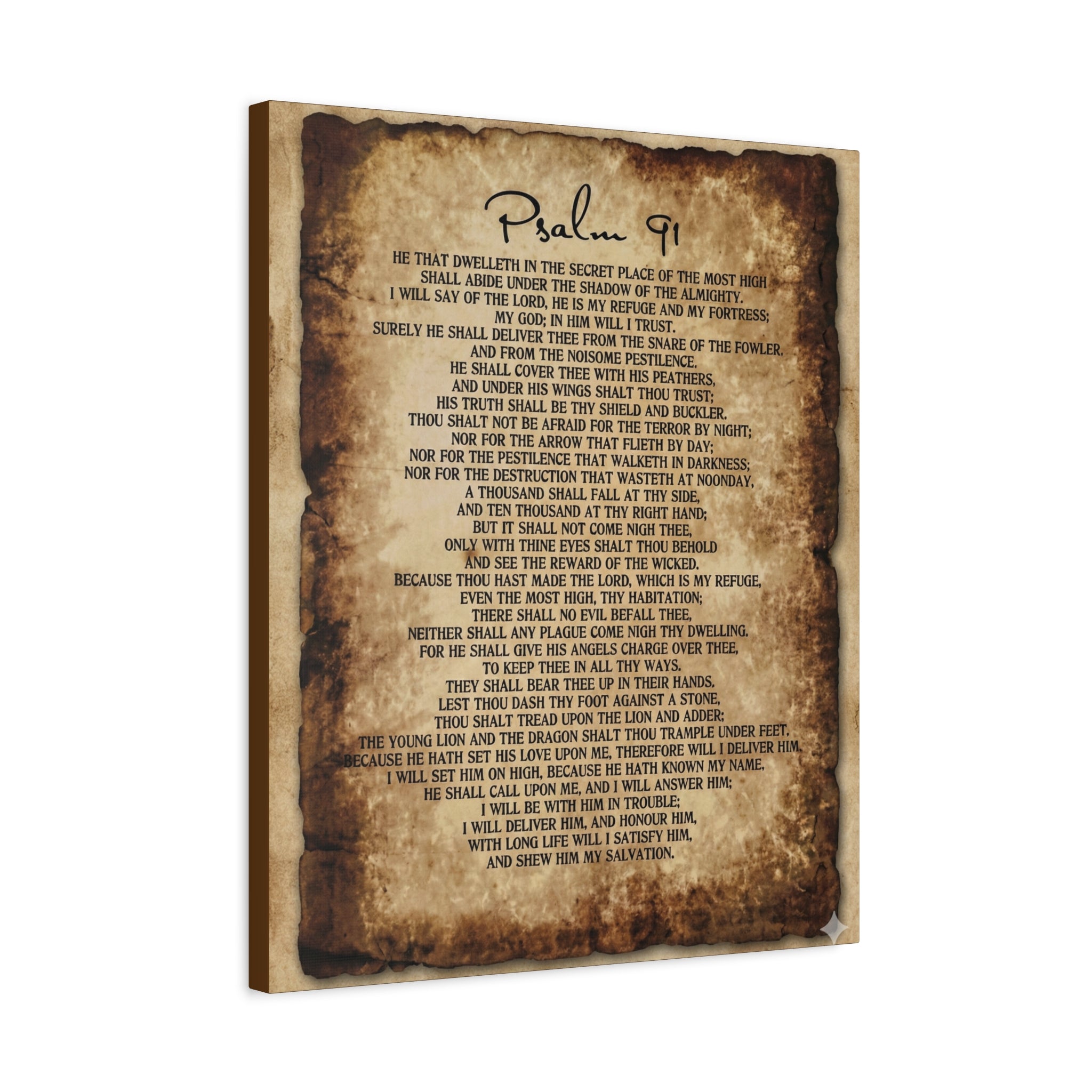 Psalm 91 Matte Canvas Wall Art — Vintage Scripture Print Religious Decor
