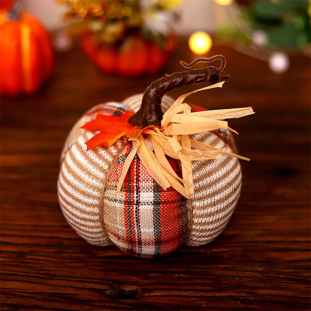 1 Pcs Handmade Fabric Pumpkin Decor Thanksgiving Artificial Pumpkins Autumn Ornament Hallowee Fall Home Table Decoration