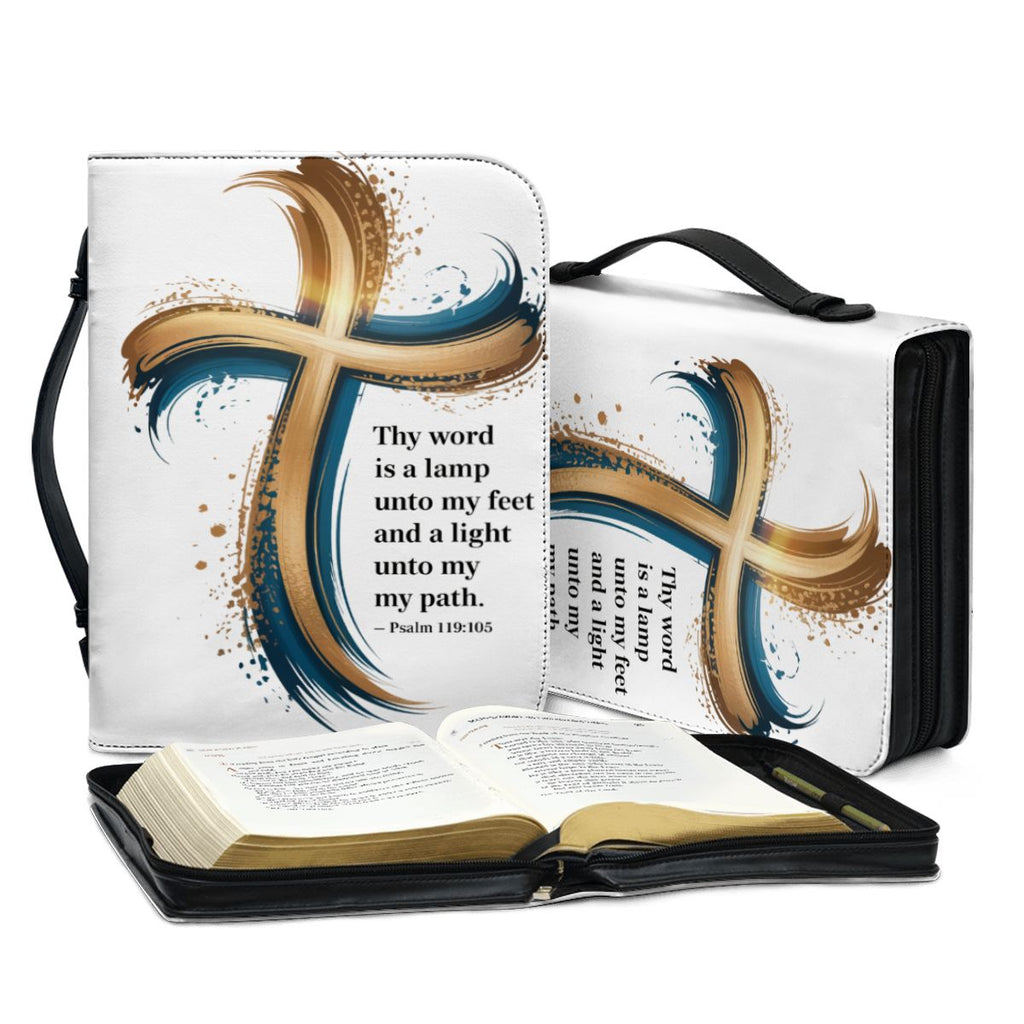 Joshua 1:9 Bible Cover | "Be Strong and Courageous" Cross Design Case | Durable Christian Gift for Men & Women