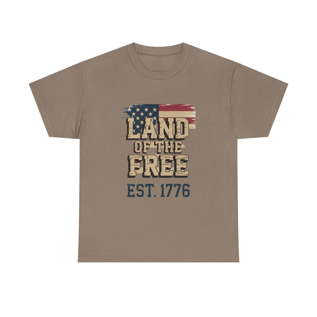 Land of the Free T-Shirt - American Flag EST. 1776 Patriotic Tee
