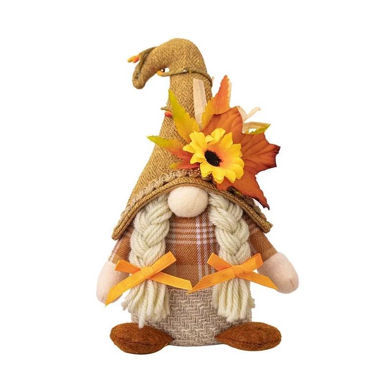 Fall Gnome Maple Leaf Sunflower Plush Faceless Doll Glowing Elf Dwarf Decorations For Christmas Harvest Thanksgiving Decor Gifts