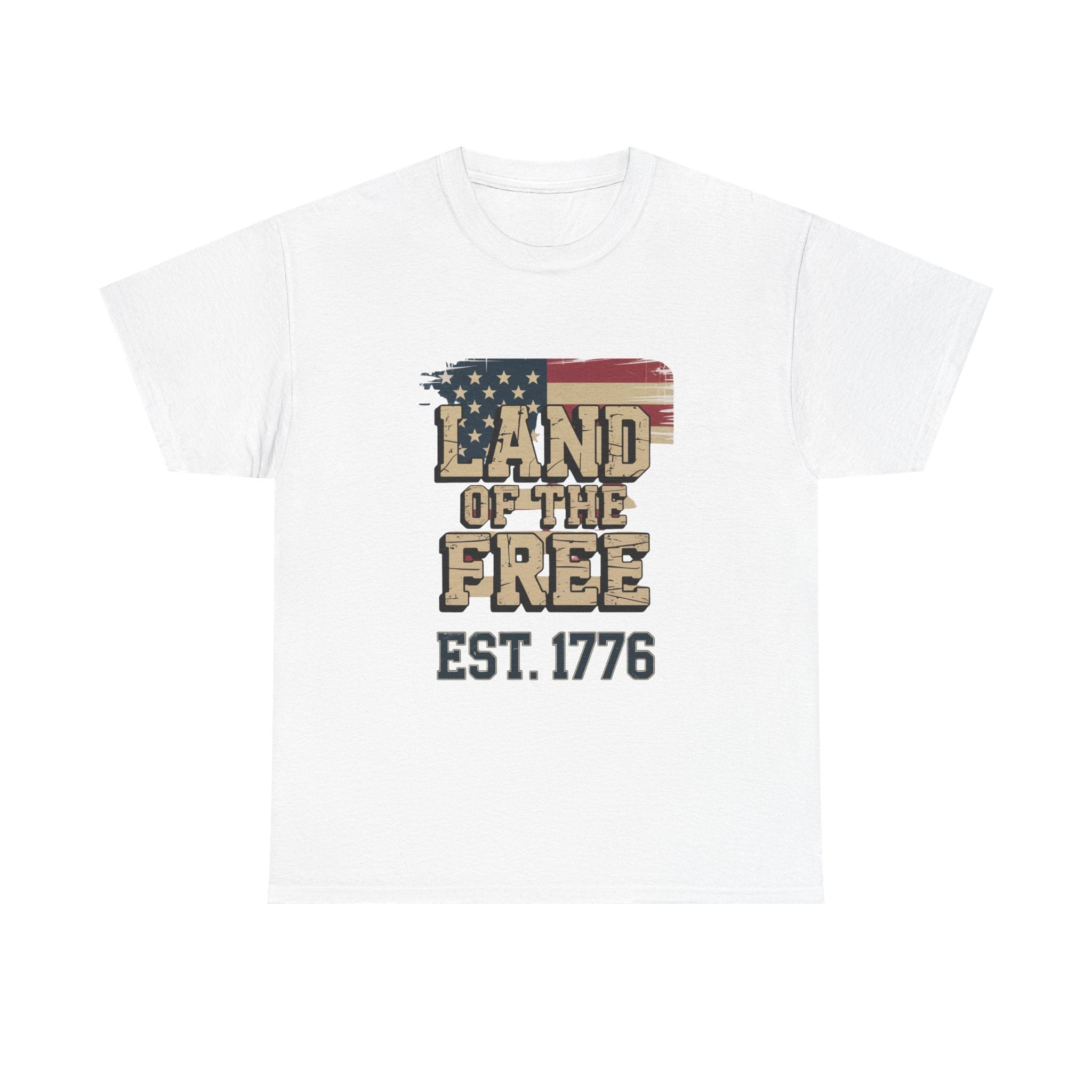 Land of the Free T-Shirt - American Flag EST. 1776 Patriotic Tee