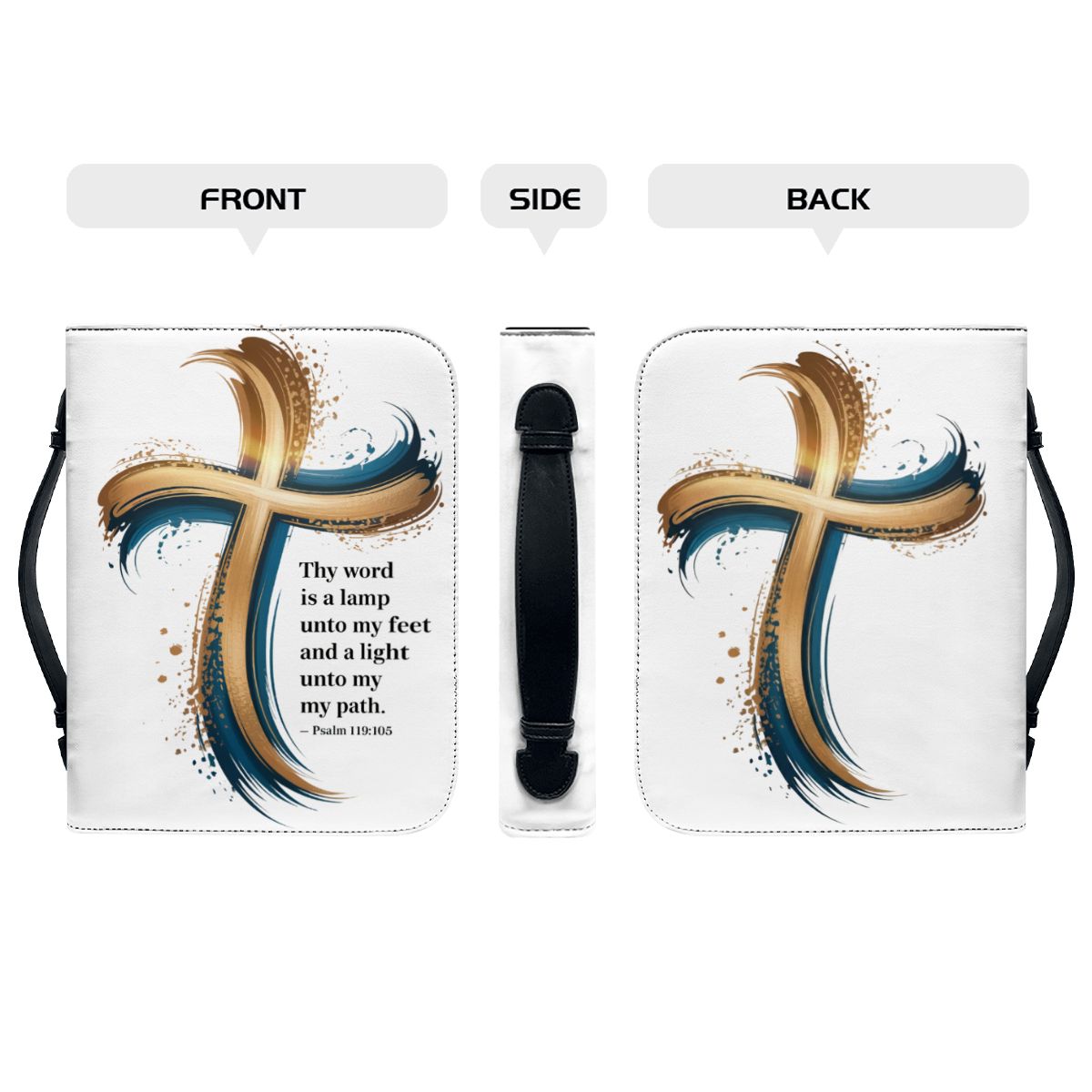 Joshua 1:9 Bible Cover | "Be Strong and Courageous" Cross Design Case | Durable Christian Gift for Men & Women