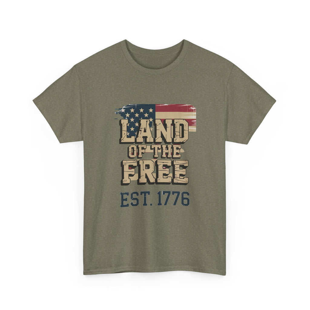 Land of the Free T-Shirt - American Flag EST. 1776 Patriotic Tee