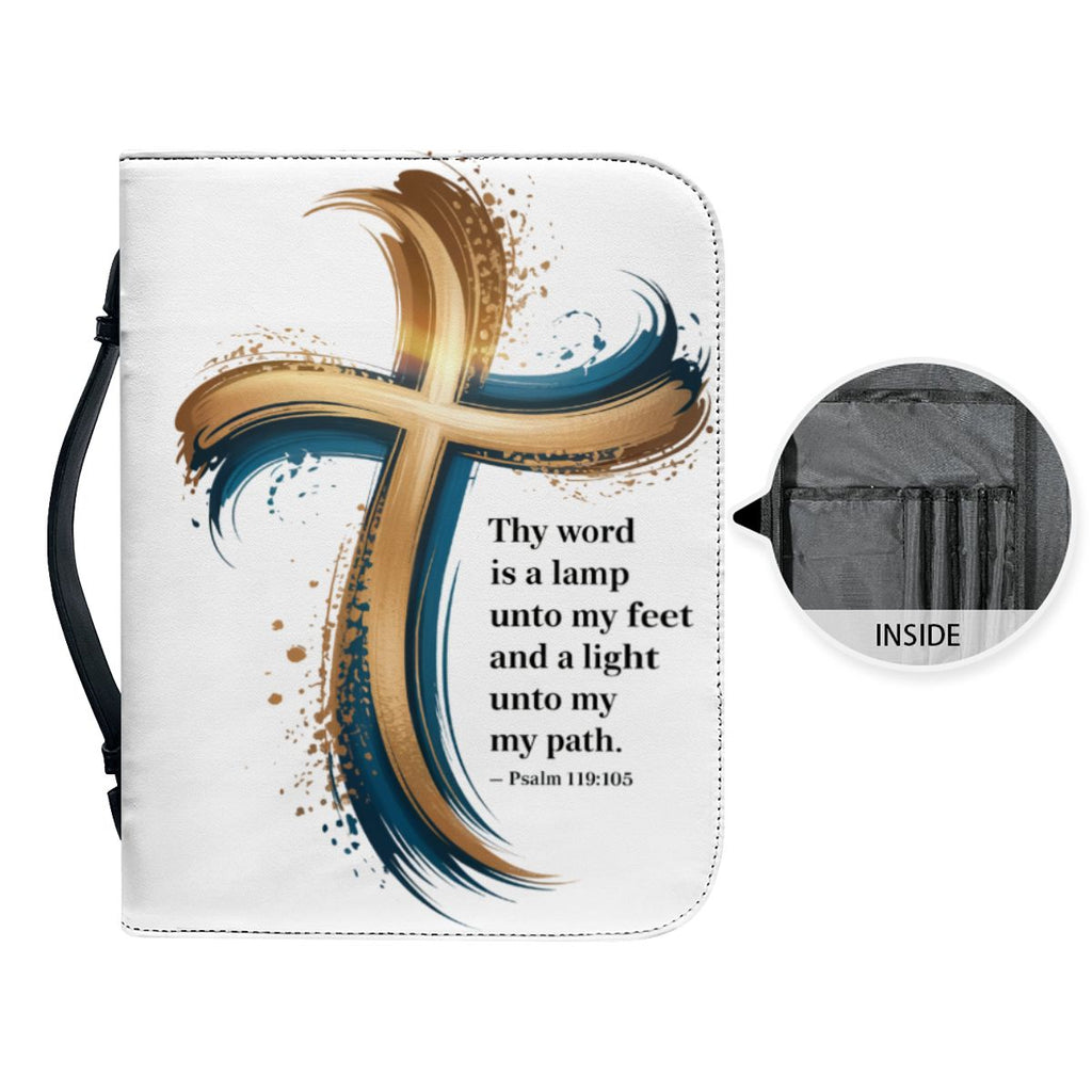 Joshua 1:9 Bible Cover | "Be Strong and Courageous" Cross Design Case | Durable Christian Gift for Men & Women