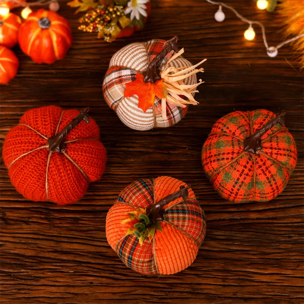 1 Pcs Handmade Fabric Pumpkin Decor Thanksgiving Artificial Pumpkins Autumn Ornament Hallowee Fall Home Table Decoration