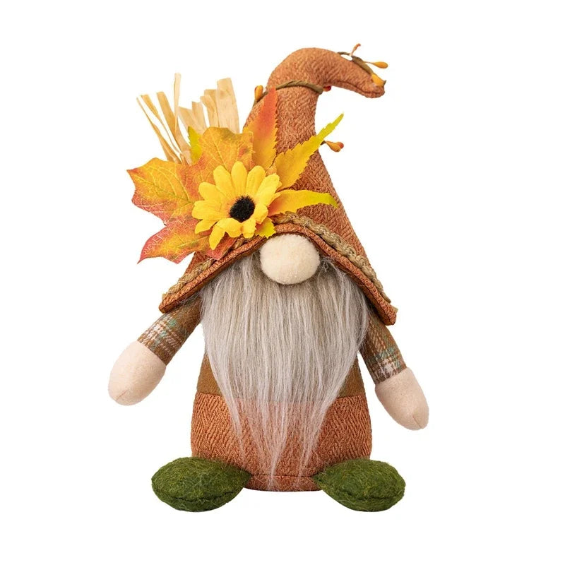 Fall Gnome Maple Leaf Sunflower Plush Faceless Doll Glowing Elf Dwarf Decorations For Christmas Harvest Thanksgiving Decor Gifts