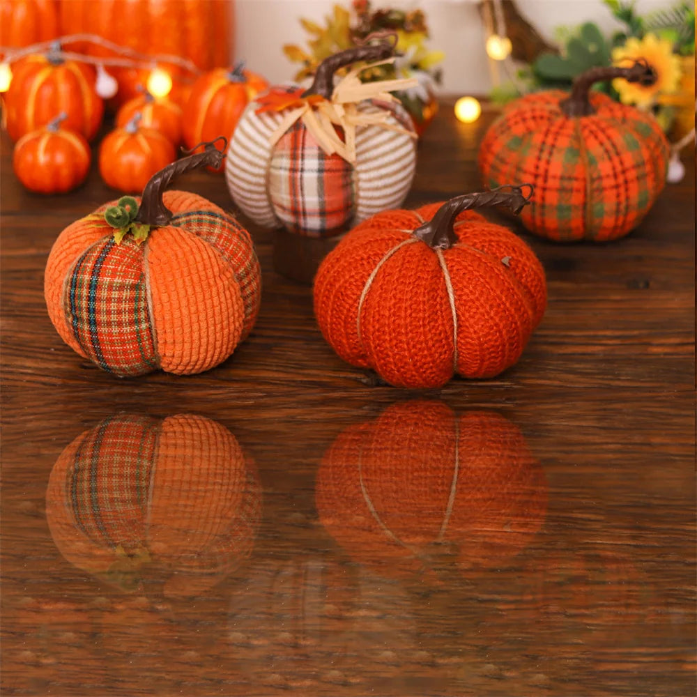 1 Pcs Handmade Fabric Pumpkin Decor Thanksgiving Artificial Pumpkins Autumn Ornament Hallowee Fall Home Table Decoration