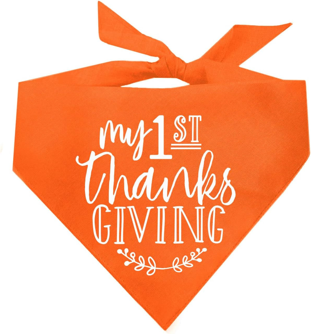 My First Thanksgiving Dog Bandana | 100% Cotton Adjustable Triangle | Made in USA | Fall | Thanksgiving | Turkey Day | Gobble Feast |Orange, X-Small (187)
