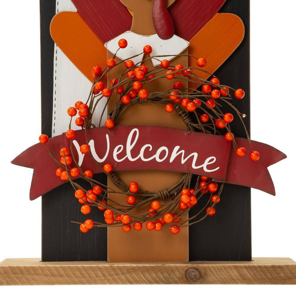 36 In. H Thanksgiving Wooden Pilgrim Couple Poch Decor