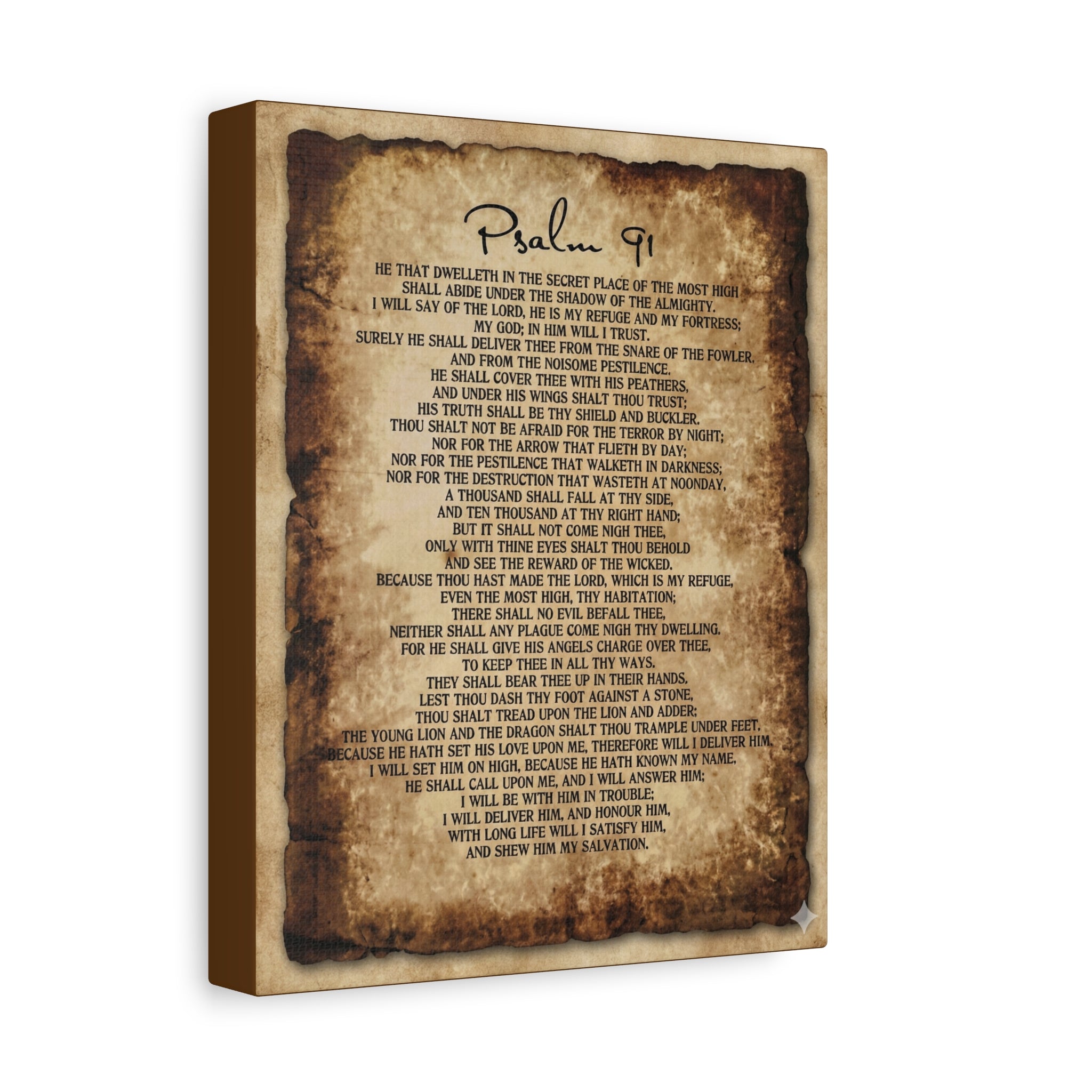 Psalm 91 Matte Canvas Wall Art — Vintage Scripture Print Religious Decor