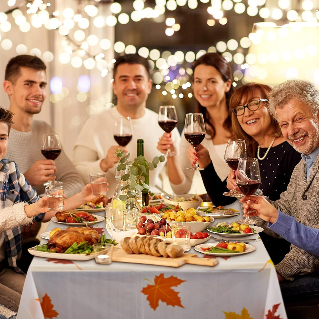 Thanksgiving Fall Leaf Tablecloth Autumn Maple Leaf Table Cover Waterproof Rectangle Plastic Table Cover for Thanksgiving Decoration Curtain Restaurant Camping (2 Pieces)