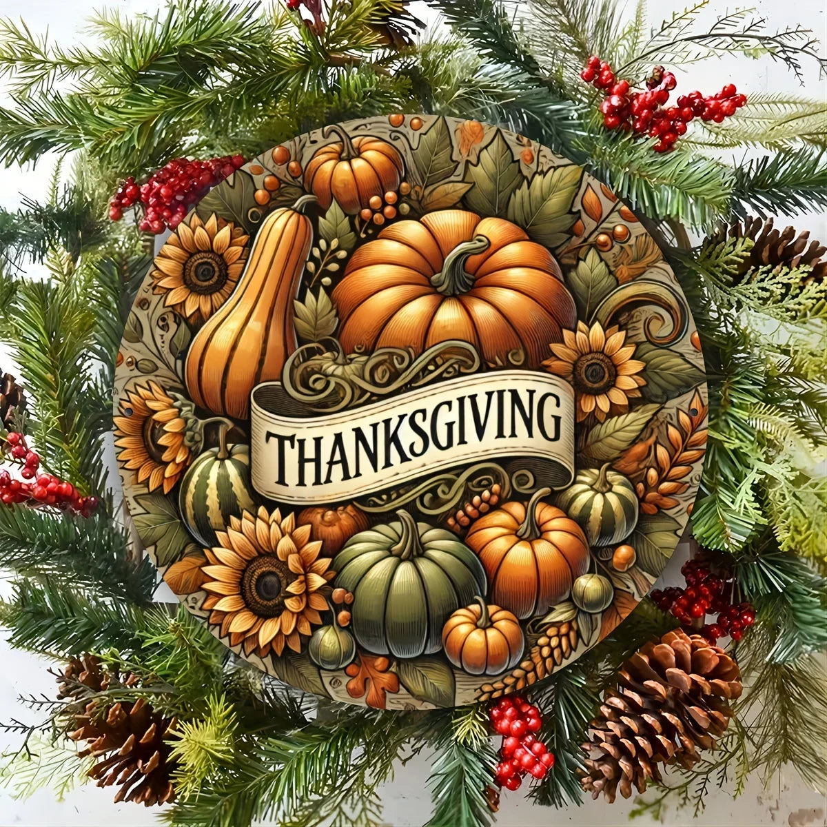 Thanksgiving Vintage Metal Wall Art - Durable Aluminum Sign for Home, Kitchen, or Bar Decor - Unique Gift Idea