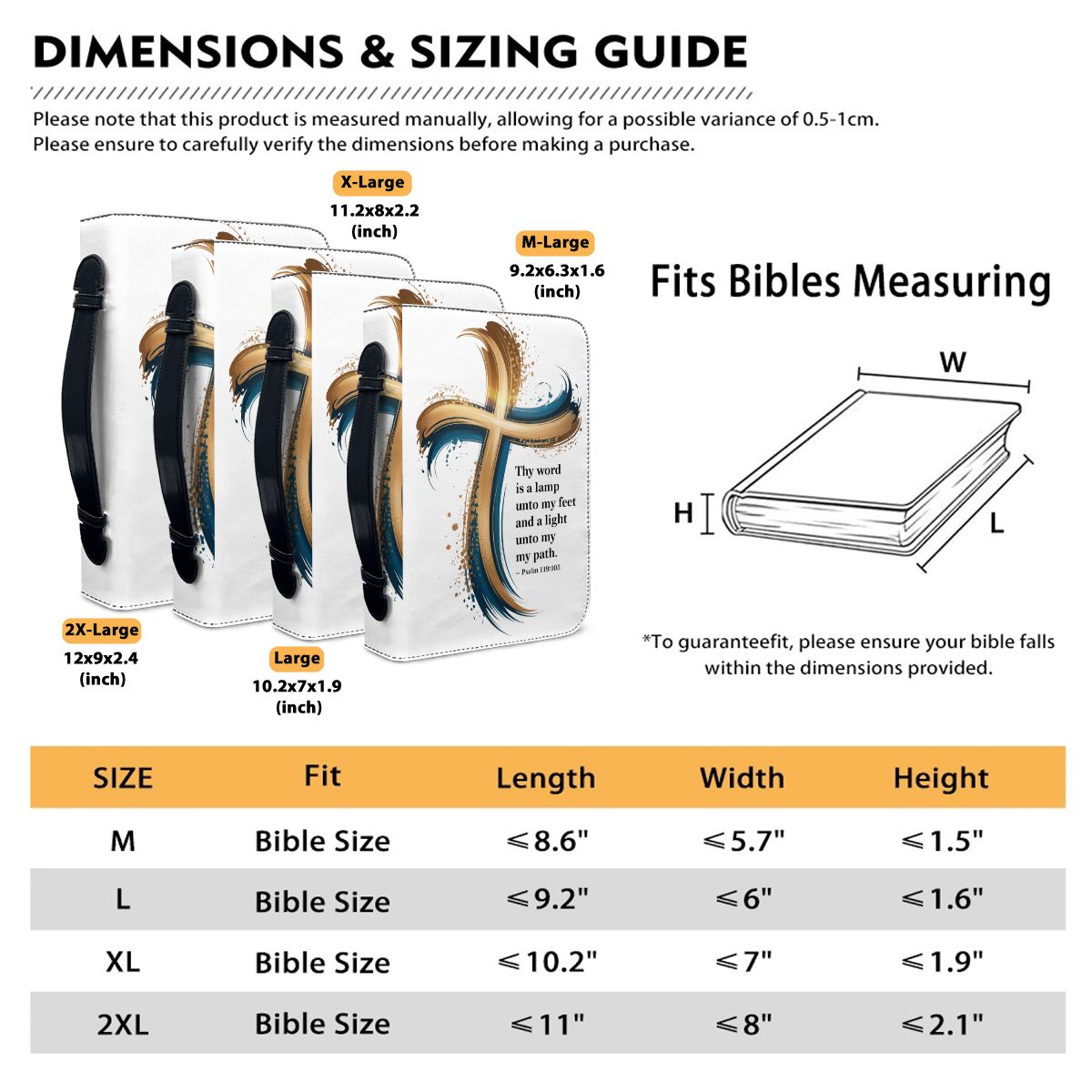 Joshua 1:9 Bible Cover | "Be Strong and Courageous" Cross Design Case | Durable Christian Gift for Men & Women