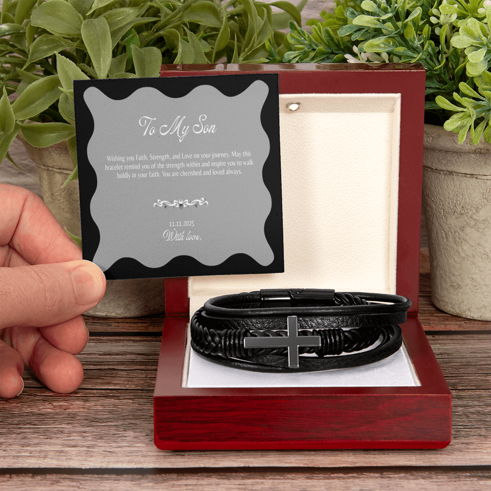 Faith and Strength Men's Bracelet - Christian Gift with a Custom Message