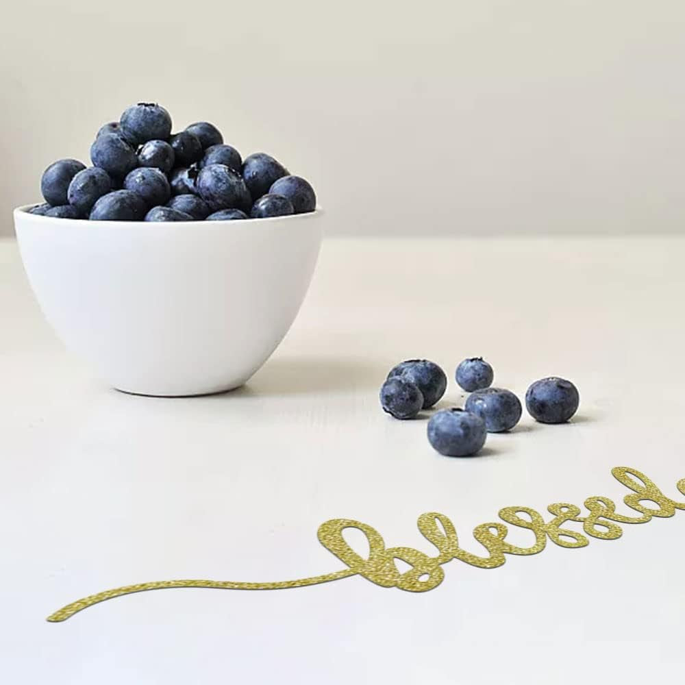 8 Pcs Thanksgiving Plate Cards, Thanksgiving Table Decorations Grateful Thankful Blessed Gather Place Card Plate Decors for Home Party (Gold)