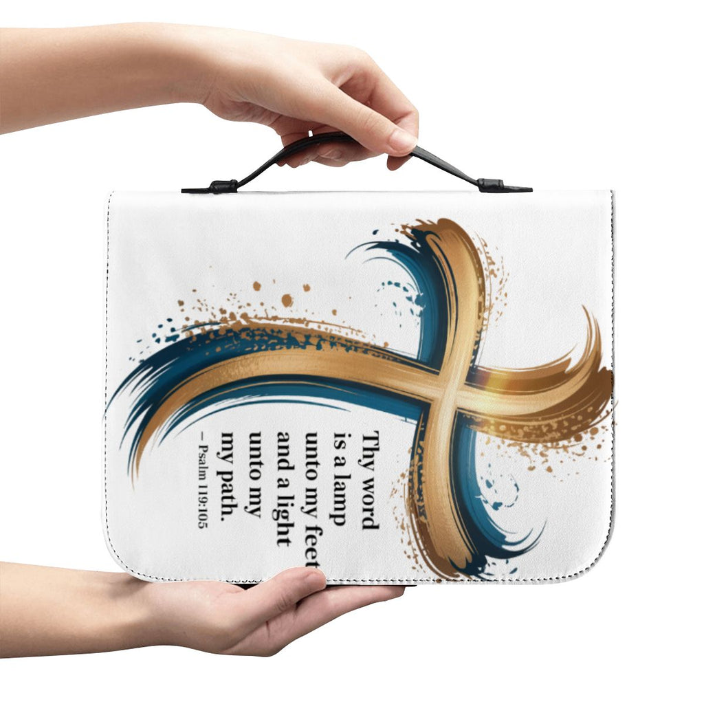 Joshua 1:9 Bible Cover | "Be Strong and Courageous" Cross Design Case | Durable Christian Gift for Men & Women