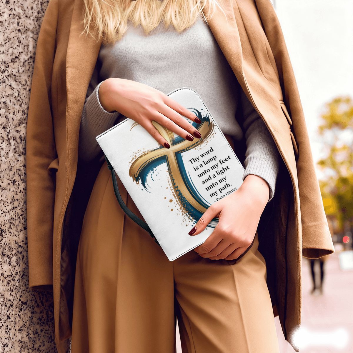 Joshua 1:9 Bible Cover | "Be Strong and Courageous" Cross Design Case | Durable Christian Gift for Men & Women