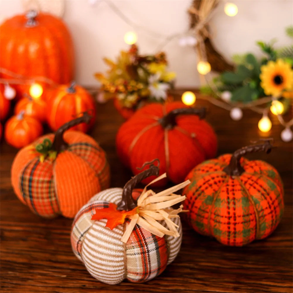 1 Pcs Handmade Fabric Pumpkin Decor Thanksgiving Artificial Pumpkins Autumn Ornament Hallowee Fall Home Table Decoration