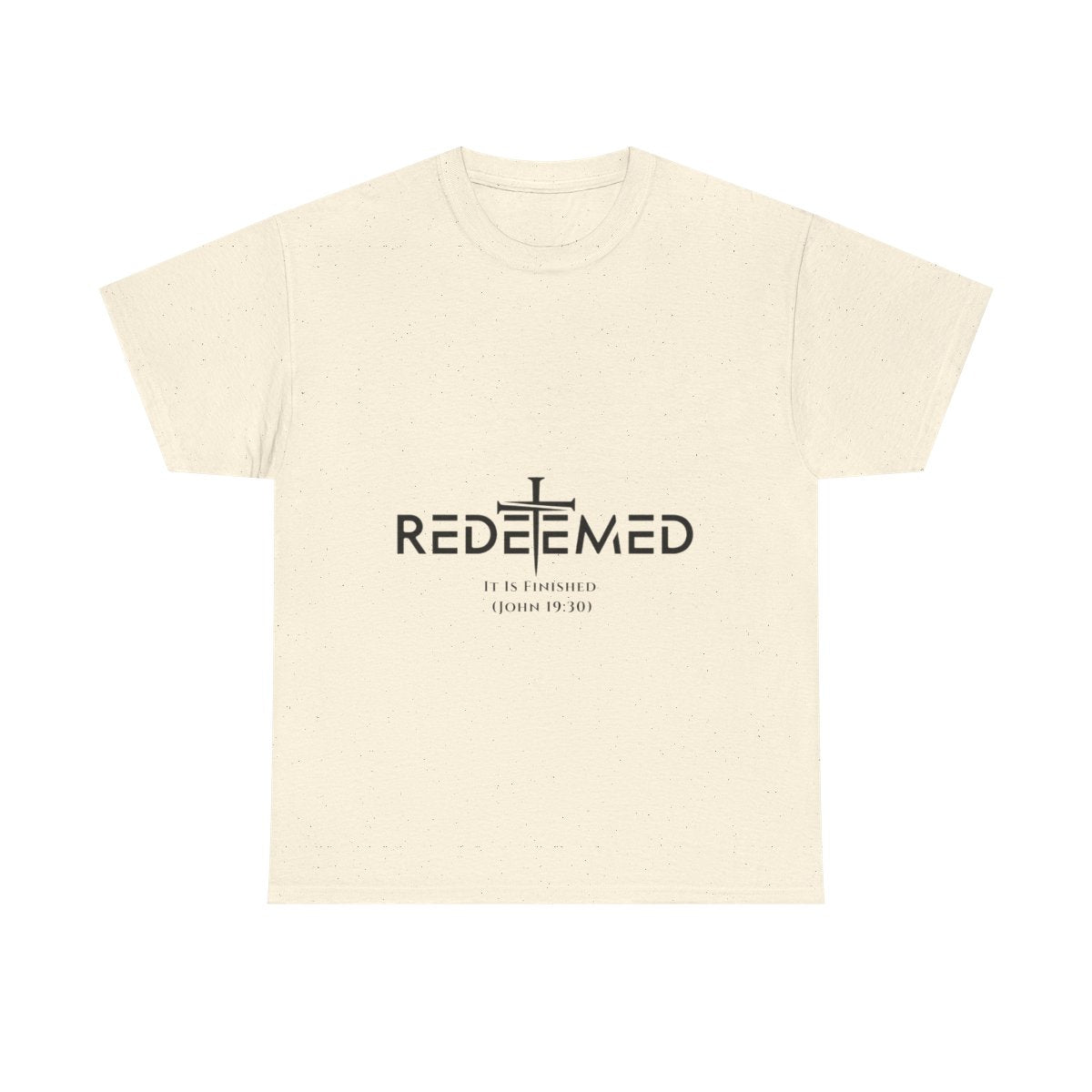 Unisex Heavy Cotton TeeRedeemed Christian Cross Typography Art – It Is Finished John 19:30