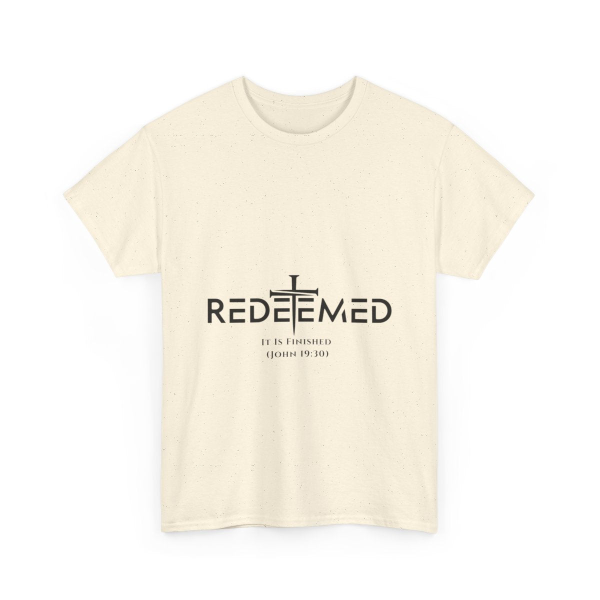 Unisex Heavy Cotton TeeRedeemed Christian Cross Typography Art – It Is Finished John 19:30