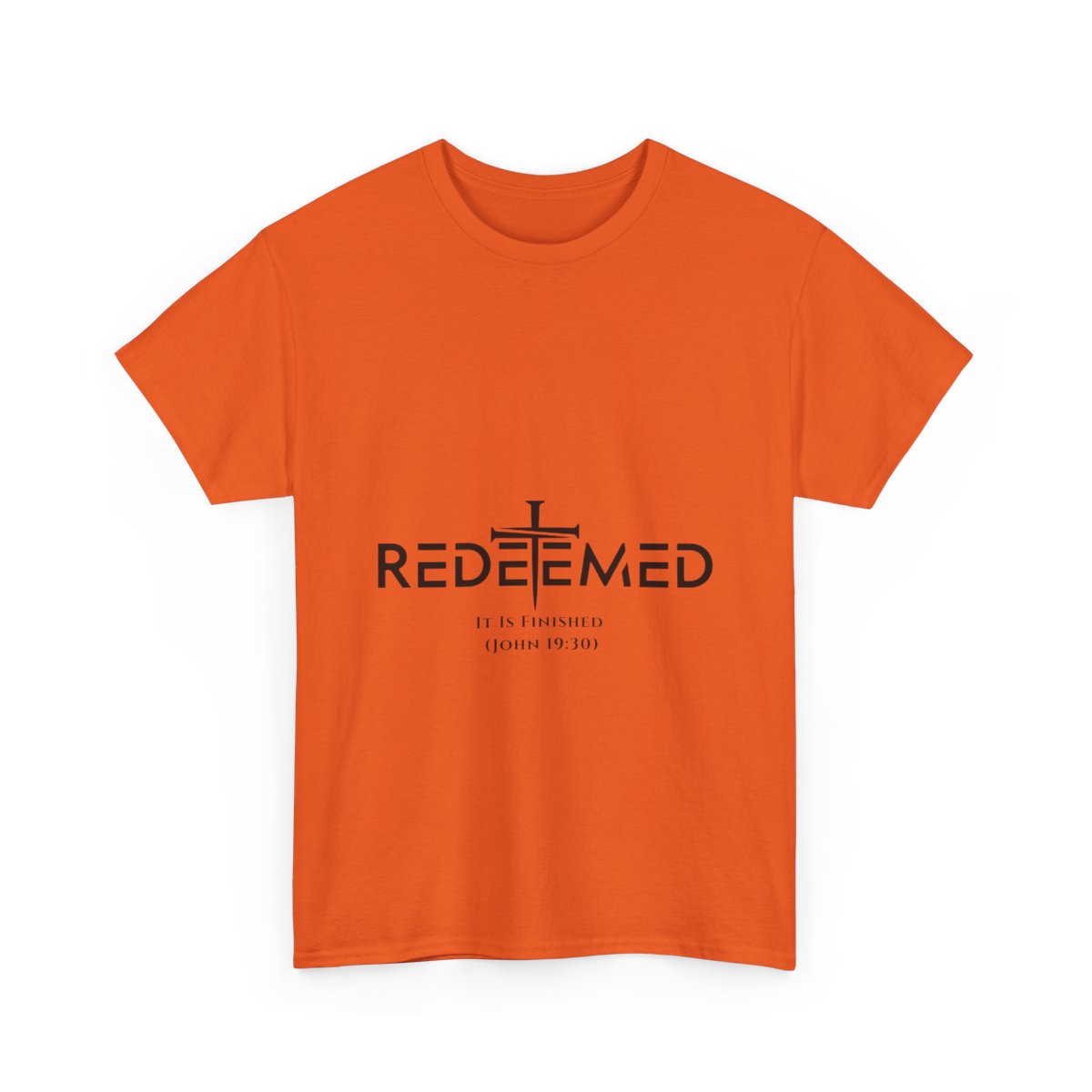 Unisex Heavy Cotton TeeRedeemed Christian Cross Typography Art – It Is Finished John 19:30